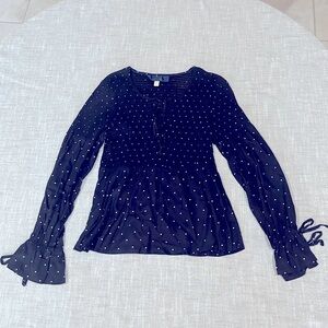 Francesca’s Blue Rain Polka Dot Blouse
